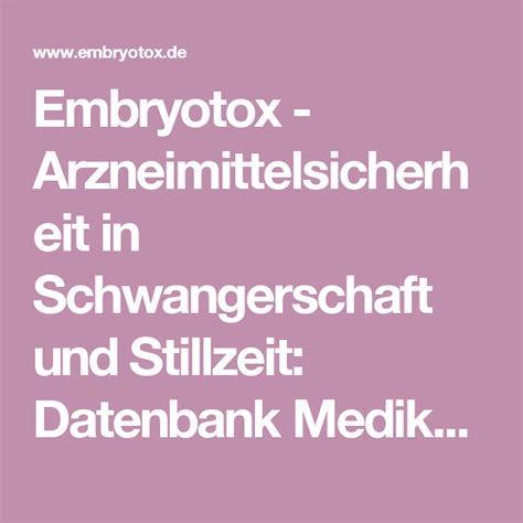 embryotox medikamente datenbank